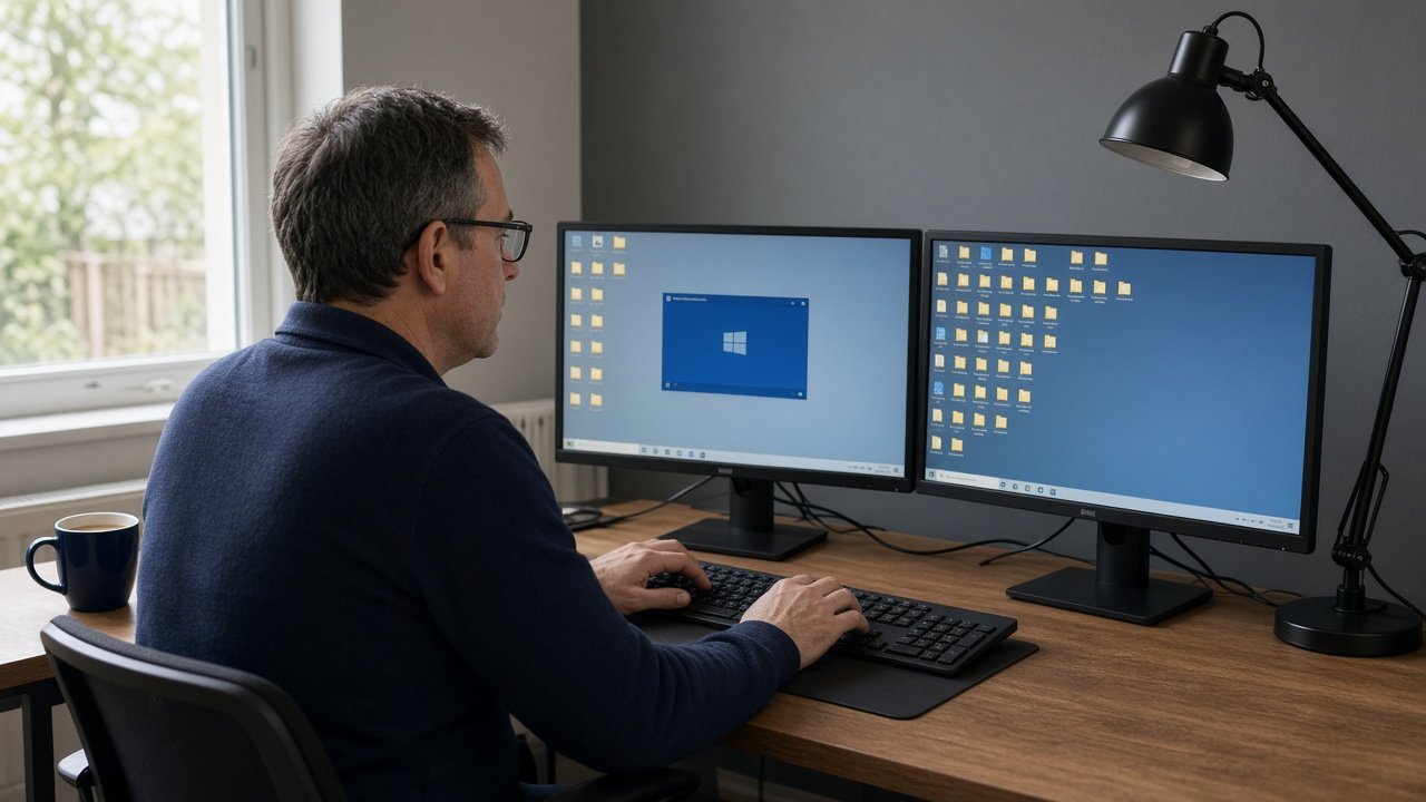 A UK office worker connecting to a hosted Windows desktop